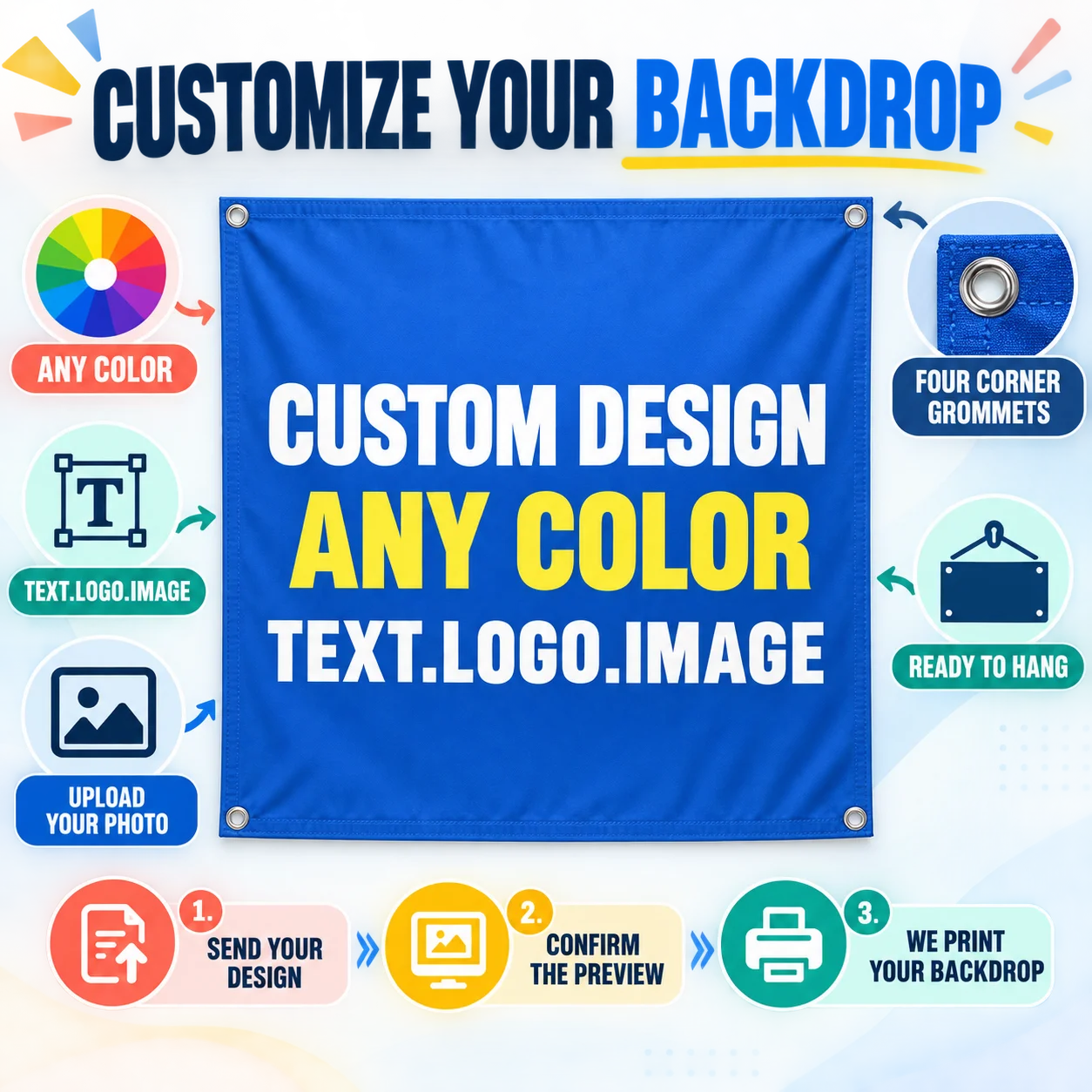 Custom Photograph Background Personalize Backdrop Flag Advertising Party Sport Banner Decoration Free Design
