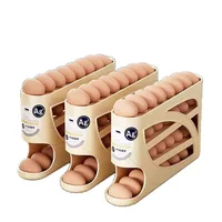 4-Tier Sliding Egg Dispenser, Automatic Rolling Shatterproof Holder For Fridge & Countertop, Easy-Clean, Washable,Space-Saving Refrigerator Side Door Storage Rack For Kitchen Organization,Egg Storage 7