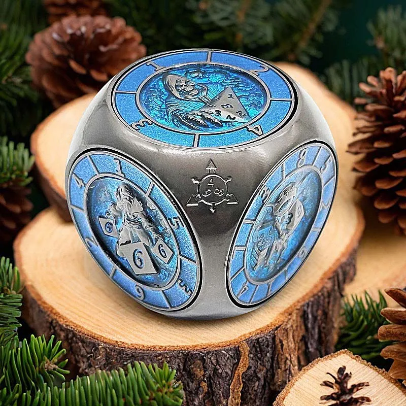 

7 in 1 Rounded Cube 6-sided Rotating DND Metal Dice
