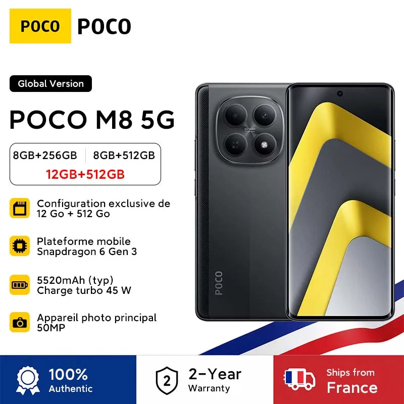 Global Version Poco M8 5g Snapdragon 6 Gen 3 Smartphone 50Mp Camera 6.77" Amoled Display 5520Mah Battery 45W Poco Cellphone