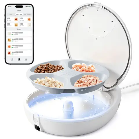 Robotail 2026 Upgraded Smart Wet Food Automatic Cat Feeder, Dual-Temp Refrigerated Auto Feeder with Semiconductor Cooling & Pre-