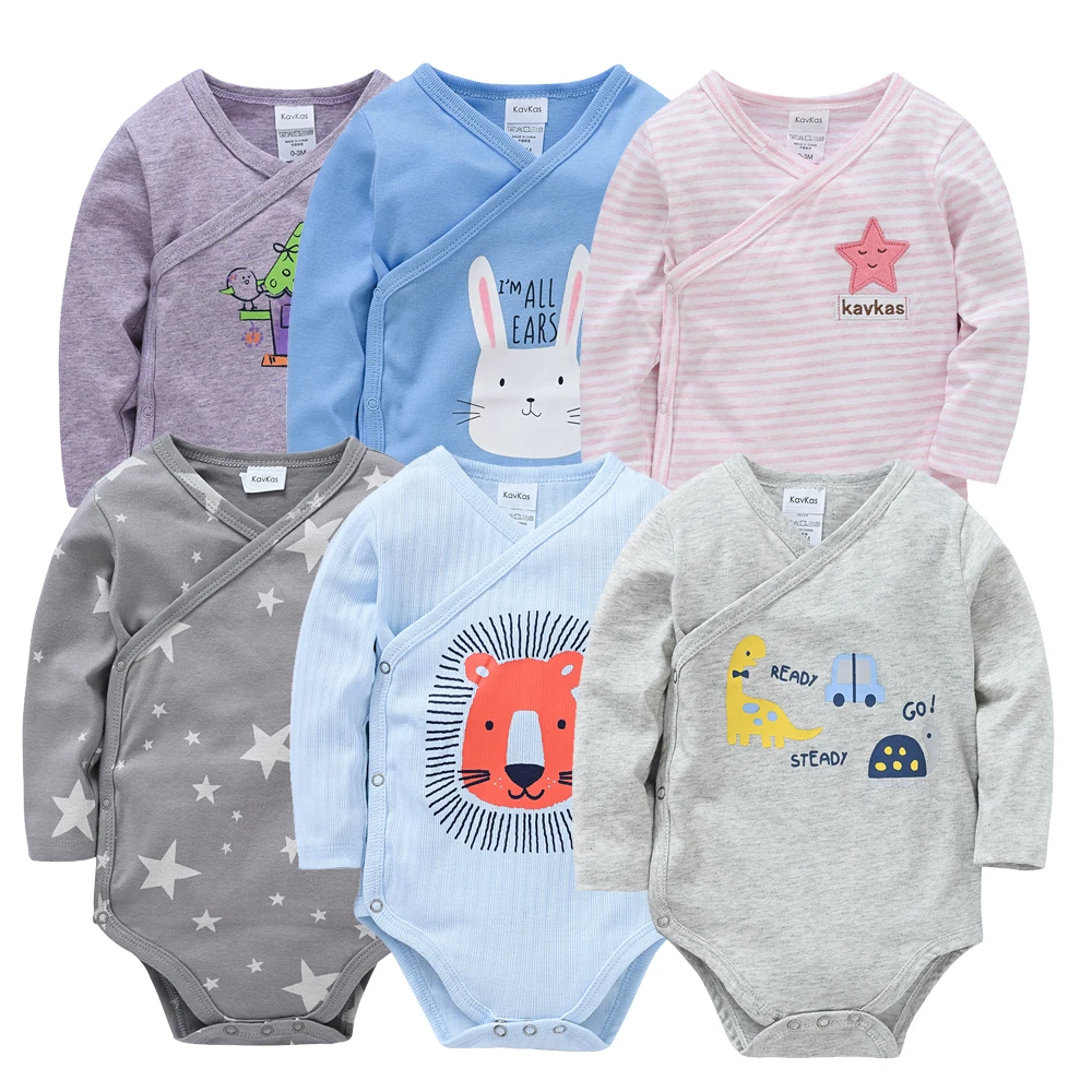 Newborn Baby Girls Onesies 100% Cotton Infant Body Long Sleeve Cartoon Pink Striped Star Printing Monk\'s Clothes for 0~12M