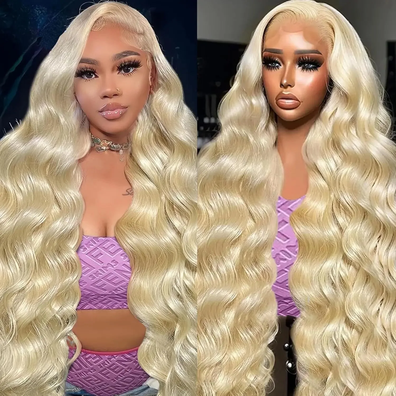 40 Inch Body Wave 613 Honey Blonde 13x5 HD Lace Front Human Hair Wigs Water Wave Lace Frontal Wig brazilian For Women 200Density