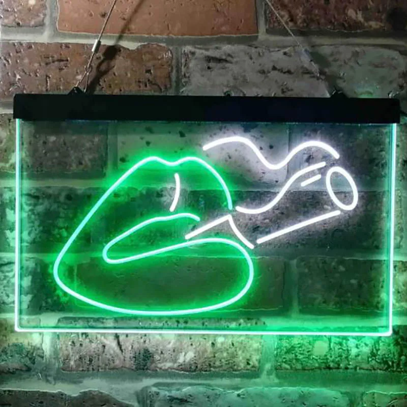 Sexy Smoking Lips Custom Dual Color LED Neon Signs for Personalized Gift Wall Luminous Lamp Shop Light Game Room Wall Decor