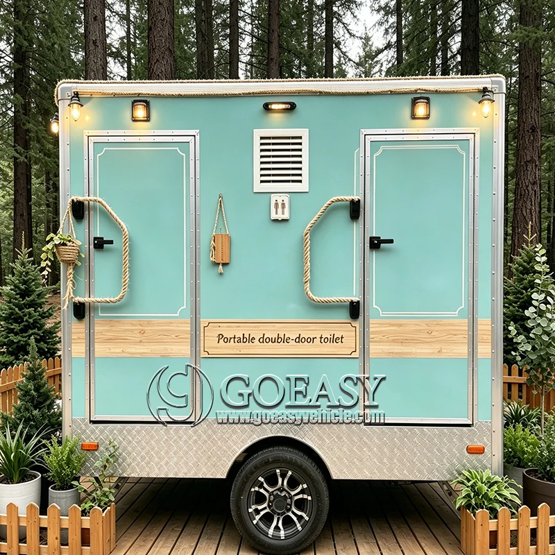 

Luxury Portable Restroom Trailer 2 Station Prefab House Outdoor Mobile Camping Park Shower Restroom Trailer Customizable