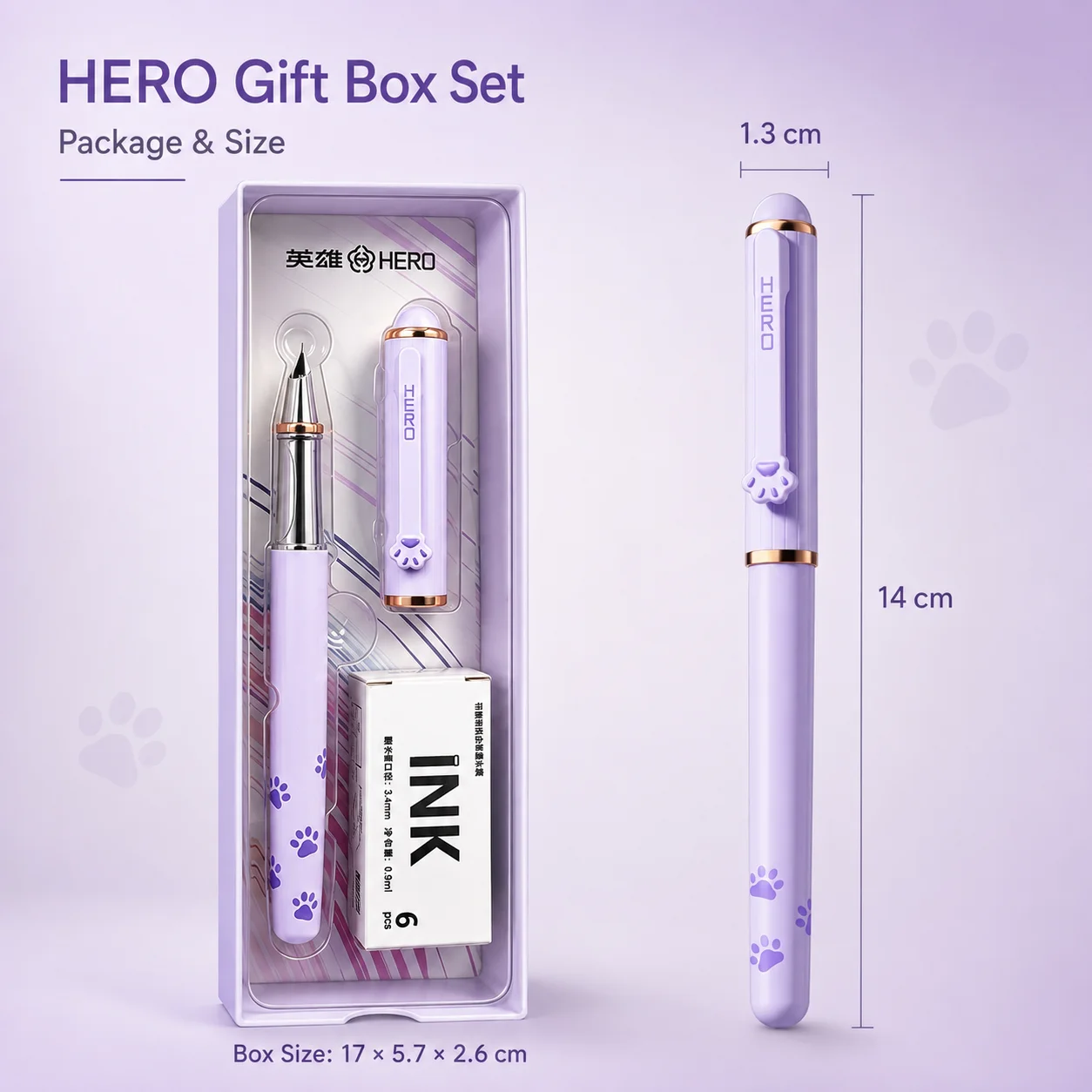 HERO Cute Cat Claw Fountain Pen Hero P360 Magnetic Cap Smooth Writing Kids Posture Correcting School Stationery Gift view 5