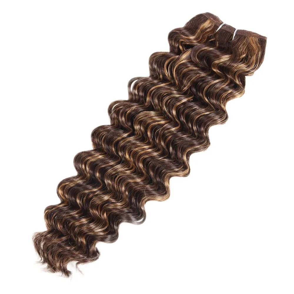 Tissage en lot Deep Wave naturel Remy, cheveux humains bouclés, non traités, 100%