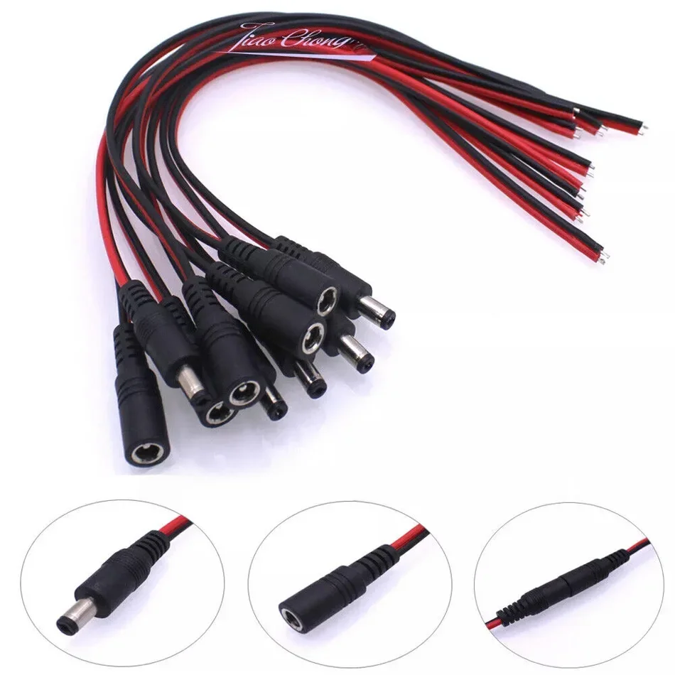 Wysokiej jakości gniazdo zasilania prądem stałym z przewodem DIY 16 AWG 5.5*2.5mm gniazdo żeńskie i męskie złącze DC Adapter wtyczki DC12V-24V — zdjęcie 2