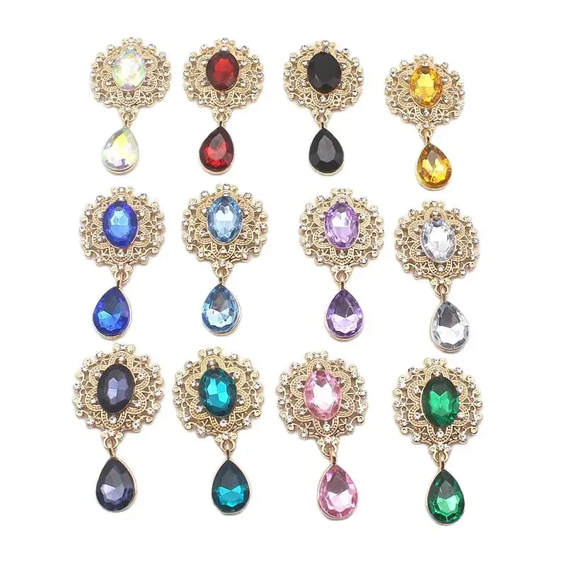 Bouton de mélange de couleur, bouton de pendentif en métal doré, 10 pièces/Lot 25*45mm pour les dîners de vin à boutons exquis, décorations de mariage