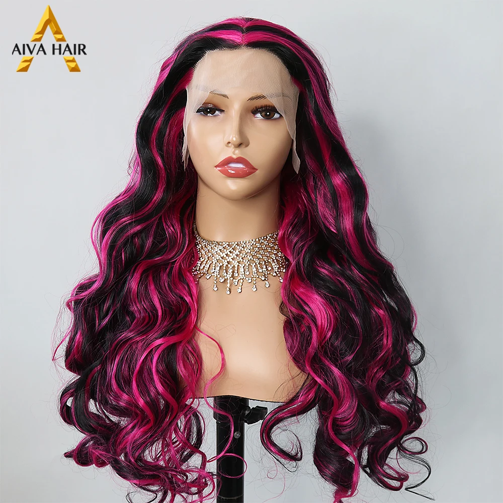 

Black Pink Color 30 Inch 13x4 Lace Front Wig High Temperature Fibe Drag Queen Cosplay For Black Women Pre Plucked