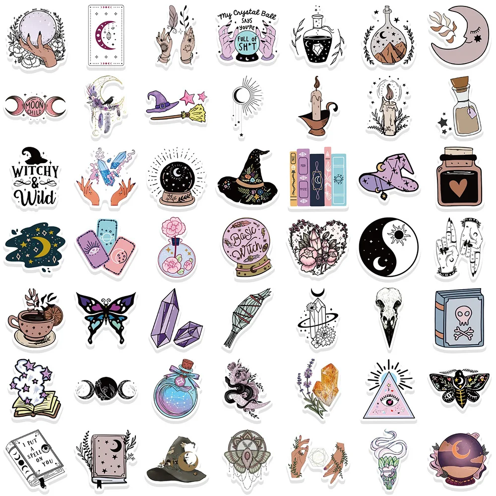 10/30/50/100PCS Bohemian Witch Magic Potion Gems Stickers  Graffiti Declas DIY Laptop Phone Fridge Aesthetic Sticker Toys Gifts