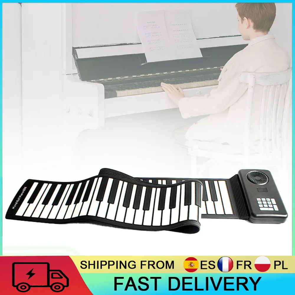 Piano à clavier enroulable à 88 touches, clavier de piano numérique électrique pliable, adapté à l'éducation et aux performances, 16 tons et 10 rythmes