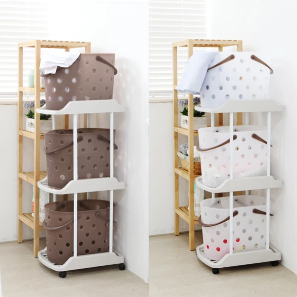 Changshin Living Dot Laundry Basket Shelf 3-Tier Set organized stylish versatile