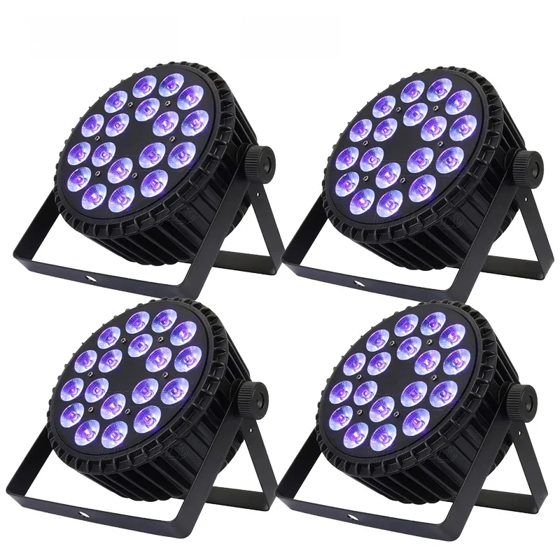 SHEHDS 4PCS Aluminum Alloy LED Flat Par 18x12W RGBW/18x18W RGBWA+UV LED Lighting DMX512 Disco Professional Stage DJ Equipment