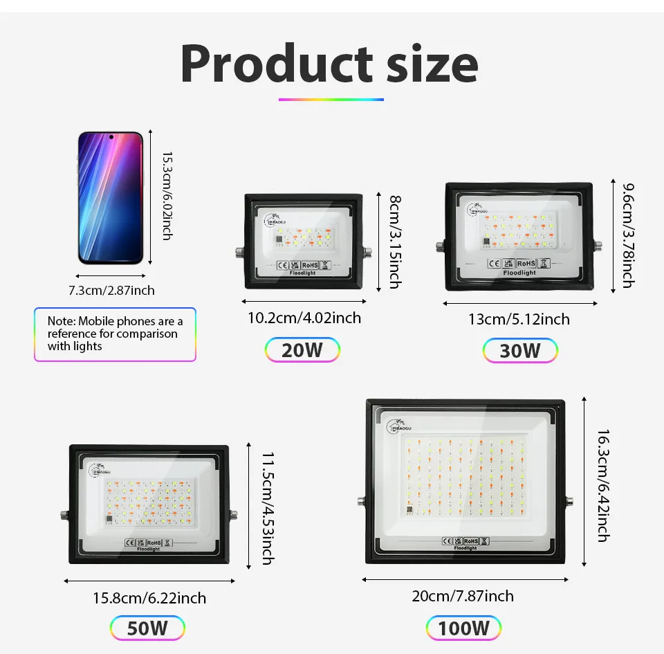 Pack of 2 RGB LED spotlights, Outdoor Color-Changing Adjustable Projector A9d7c66893b2d45fc9142aa73c57f6879U