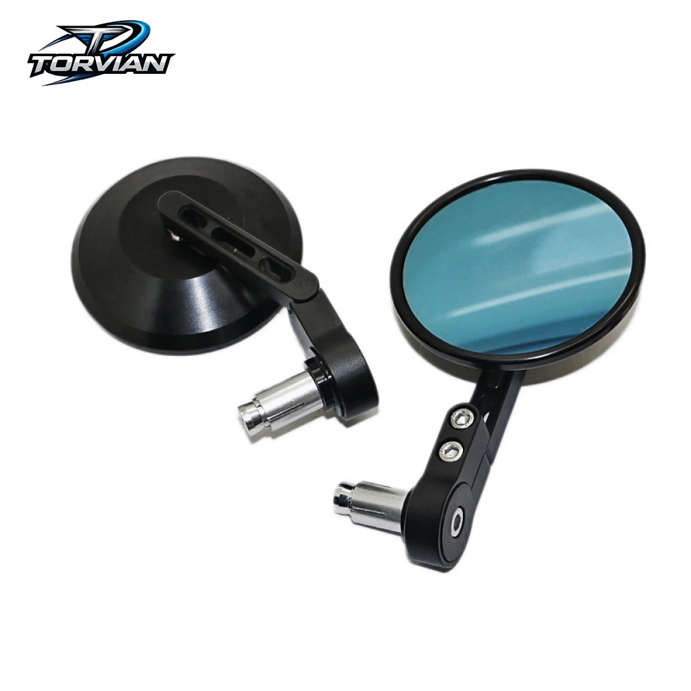 Torvian 22mm CNC Bar End Round Motorcycle Rearview Mirrors Anti-Glare Universal Handlebar Mirrors