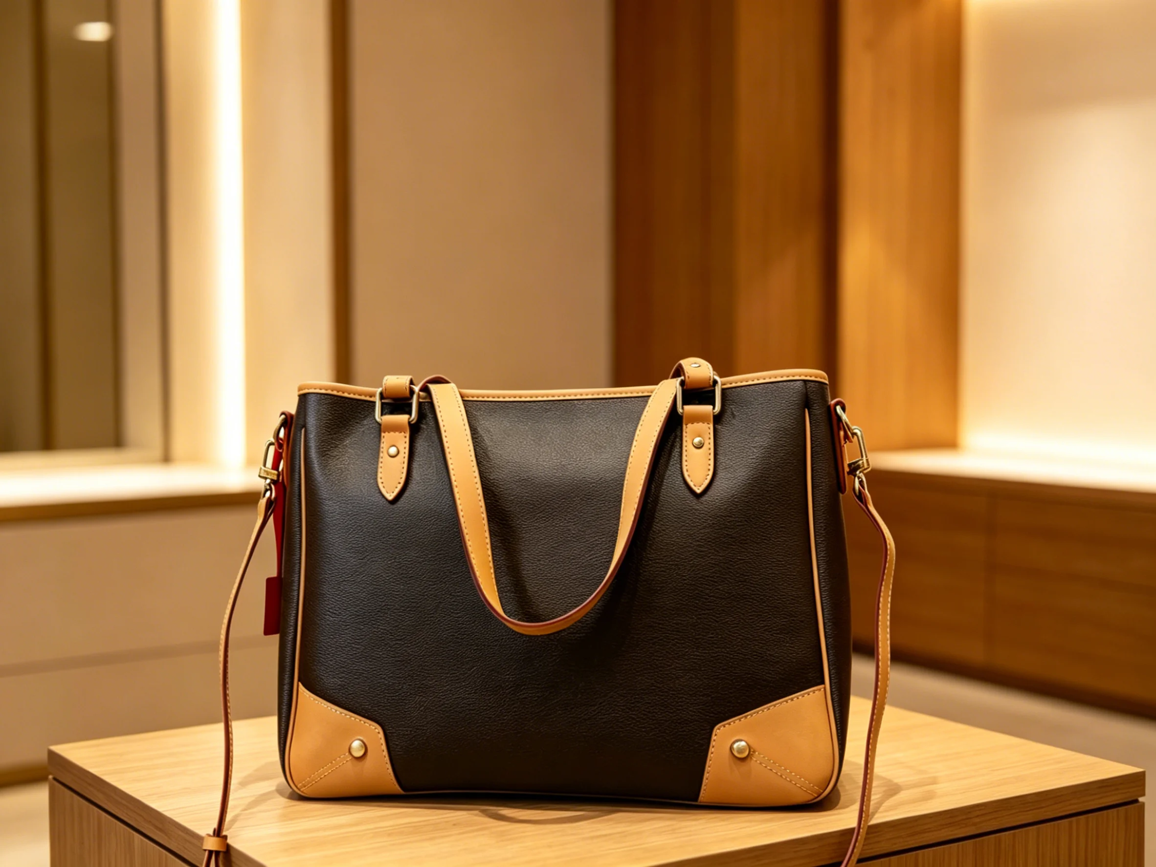 2026 Women's New Genuine Leather Color-Block Tote Bag No Box Large Capacity Commuter Handbag 37X29cm ZX8924