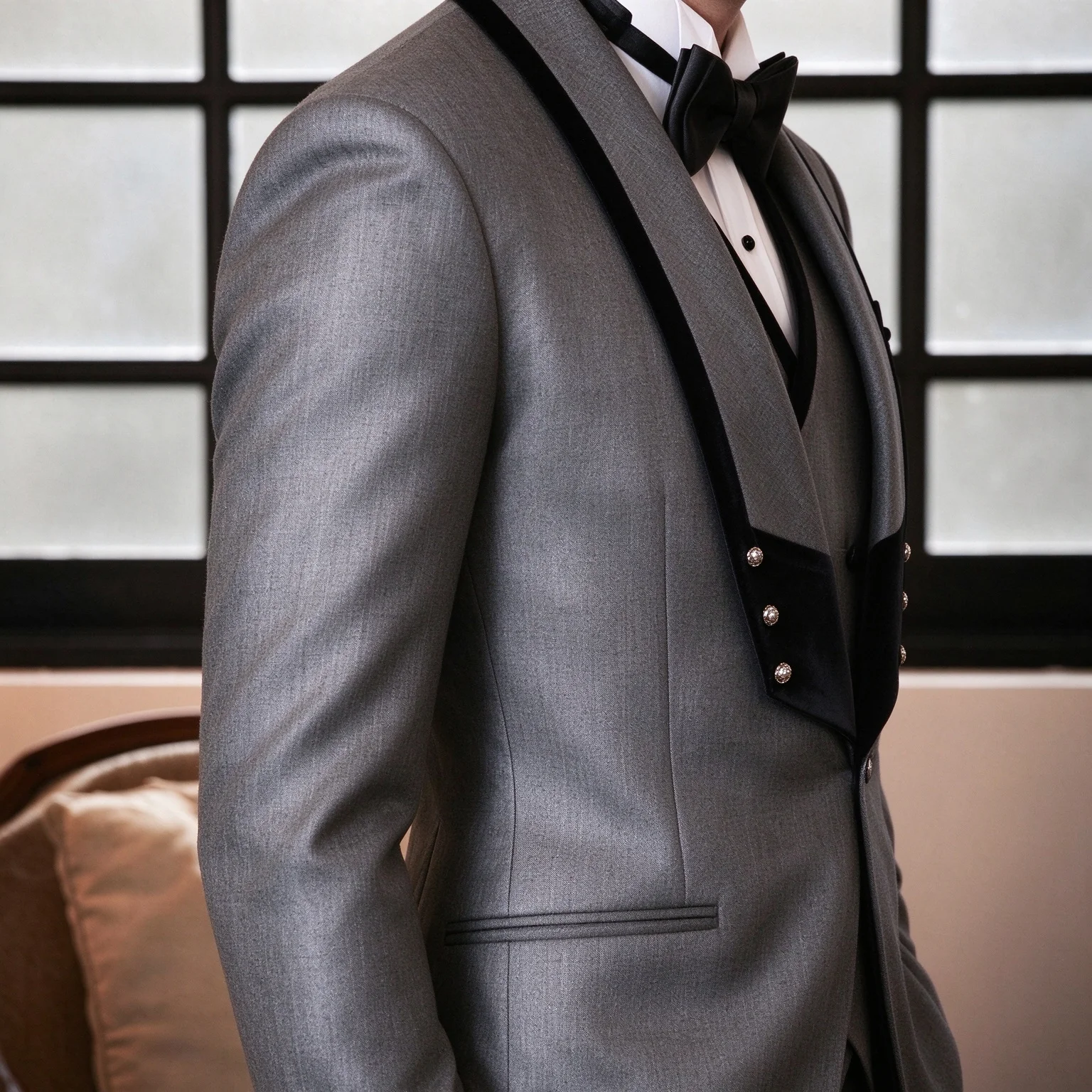 Men’s 2-piece wedding suit—a slim-fit jacket and trousers, perfect for the groom, groomsmen, or formal banquets.