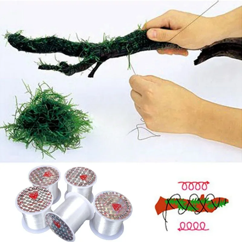 120M DIY Moss Line Binding Line Super Strong Transparent Nylon Aquatic Grass Live Plant Driftwood String Aquarium Decorations — zdjęcie 2