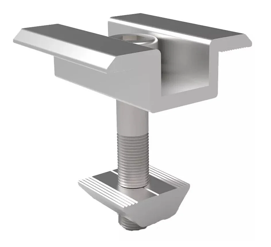 Solar Endklemme Mittelklemme Set Aluminium für Solarmodul Profilschienen, passend 30/35/40 mm Modulrahmenhöhe, mit Aussparung für M8 Schrauben