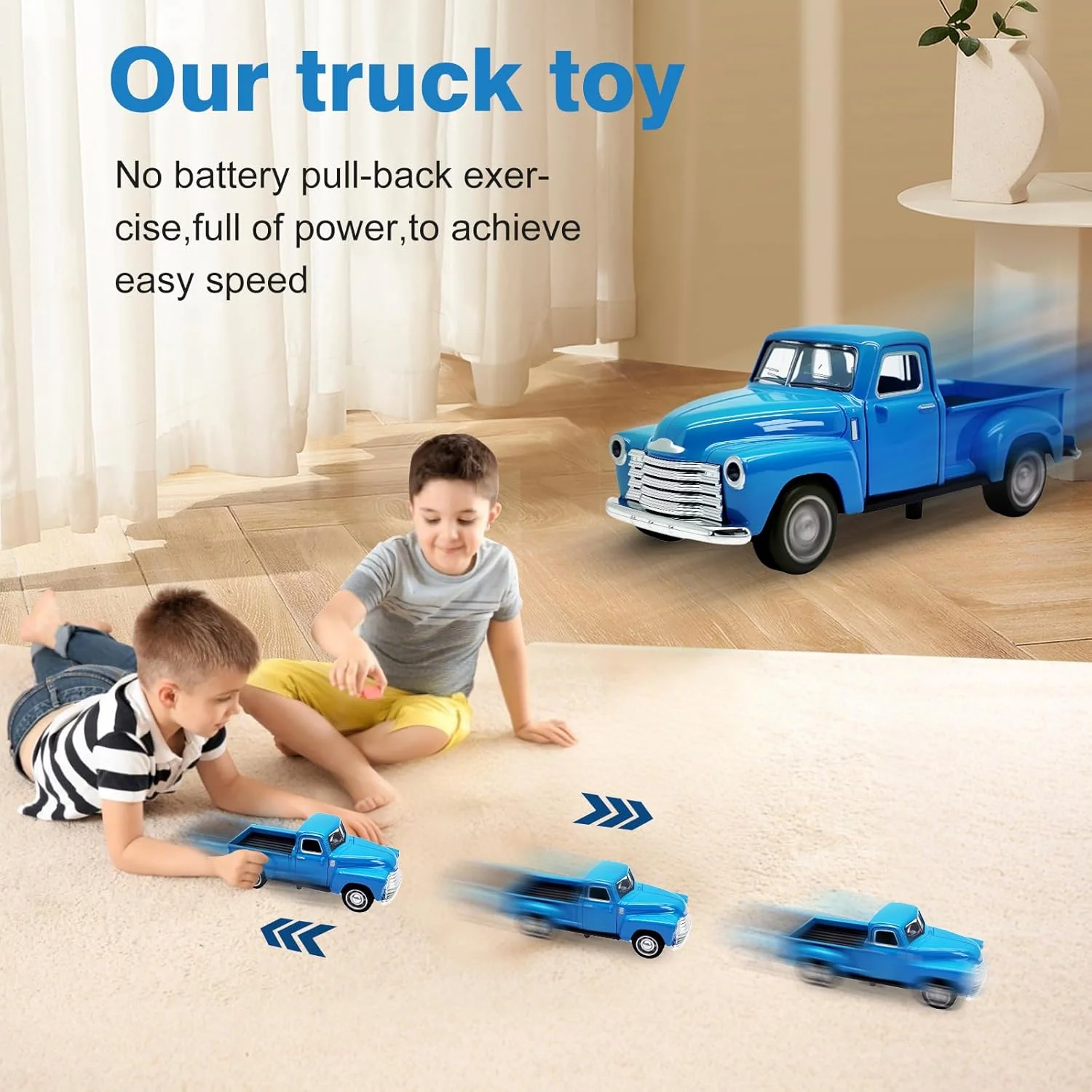 

Little Blue Truck Toy for Toddlers 2 3 4 5 6 7 8 Year Old Boys Girls,1:32 Alloy Toddlers Car Toy Driveable,Car Door Can Open,Toy