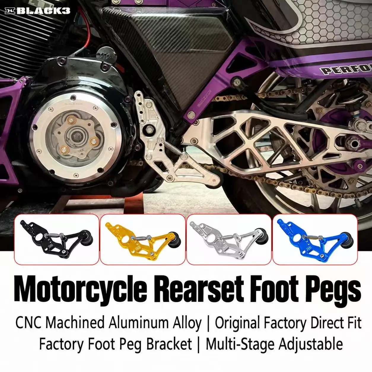 Black3 Chain Tensioner For Harley Motorcycle Drive Chain Adjuster Replacement Modification Parts