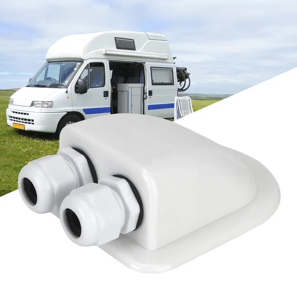 Boîte de jonction solaire pour caravane et voiture, boîte de presse-étoupe d'entrée de câble, support de connecteur de câble d'entrée de fil de toit, double trou pour camping-car