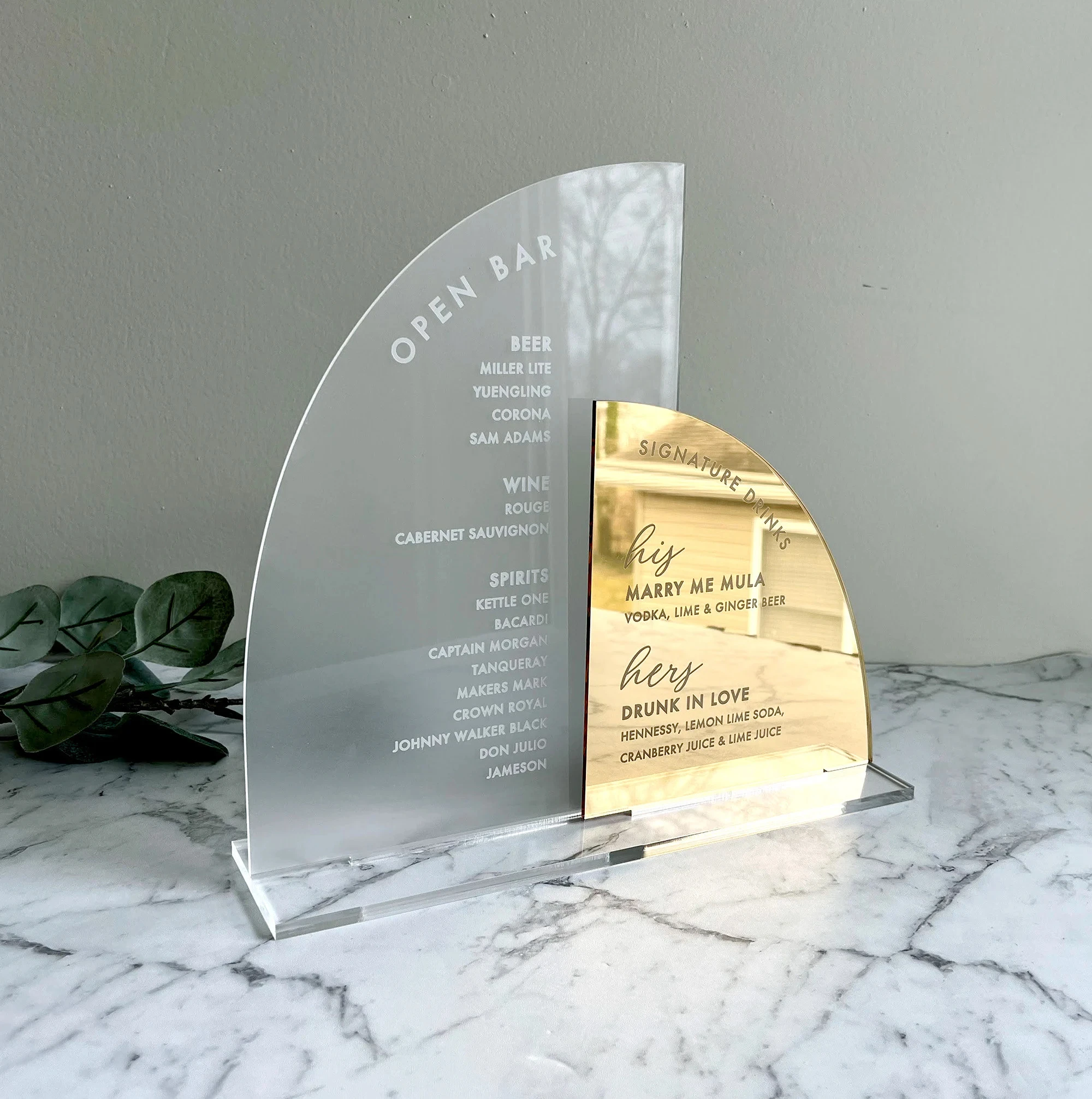 

Custom Acrylic Bar Menu Sign Arched Drink Sign Bar Menu Wedding Signature Decor Personalized Open Bar Sign Minimalist Bar Menu