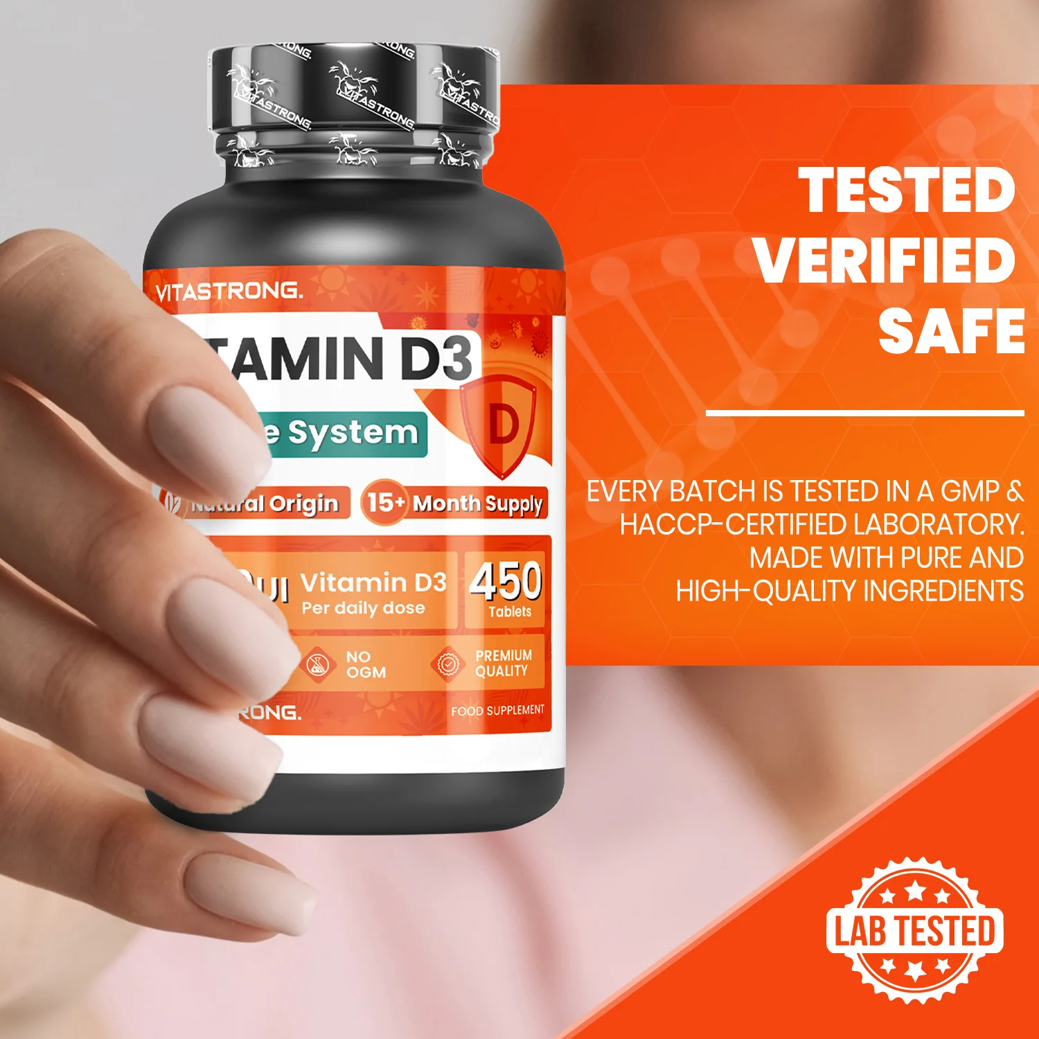 فيتامين د3 2000 وحدة دولية 50 مللي جرام جرعة عالية، 1 يومًا، 450 قرصًا د3 فيتامين كولكالسيفرول (15 + شهرًا)، الجهاز المناعي، العظام، المتانة، العضلات، مكمل فيتامين د عالي الجودة #5