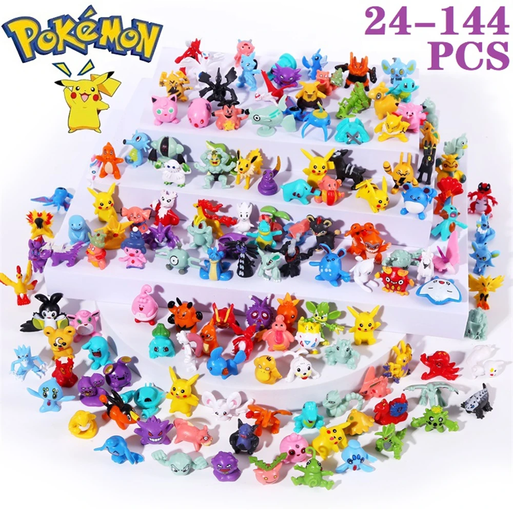 Pokemon 24-144PCS Elf 2-3cm Anime Action Different Style Figures Pikachu Pokeball Monster Toy Model Dolls Child Christmas Gifts