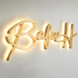 Business 3D Letter Illuminated Sign Metal Backlit Large Signage Custom LED Personalization Company Signage Metal LED Decor Board