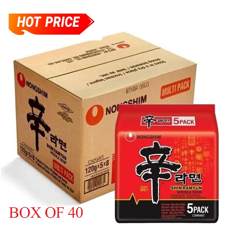 NongShim-fideos Ramen instantáneos Shin Ramyun, fideos Gourmet picantes, paquete de 40