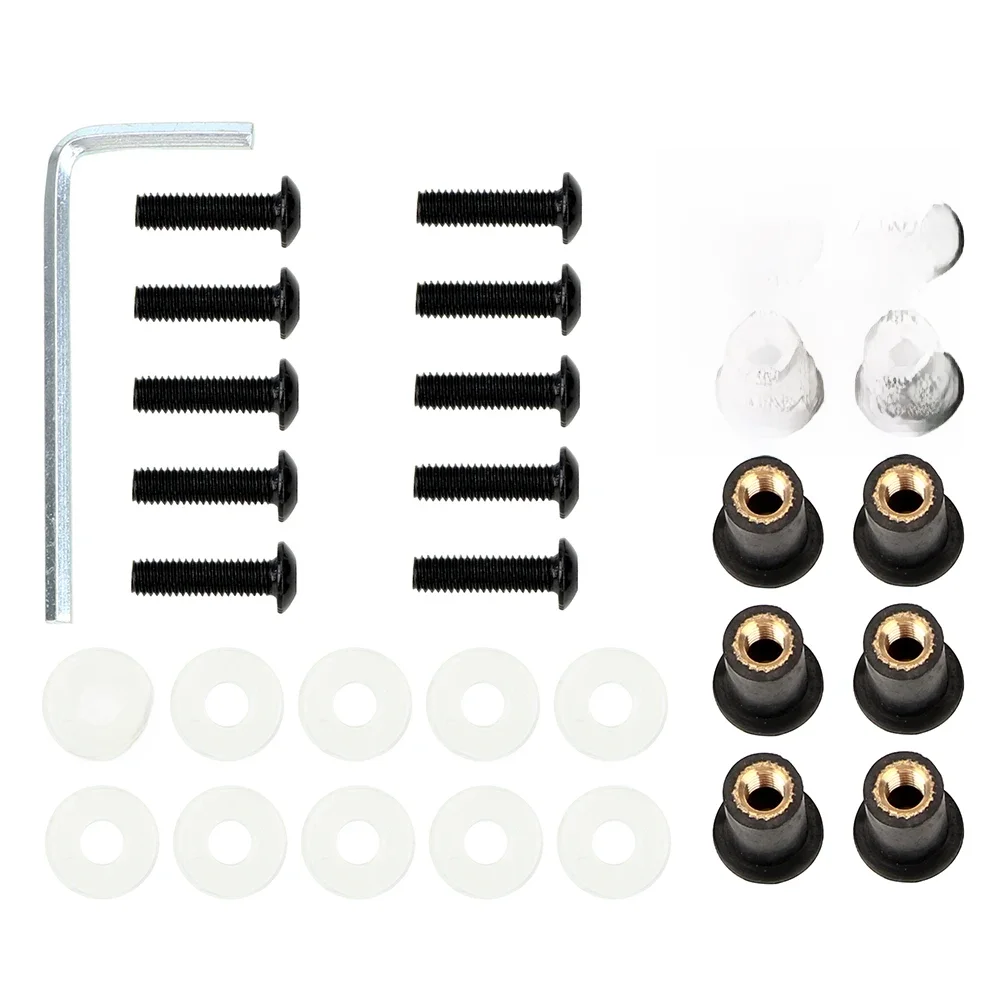 Supports d'écran de carénage, écrou de pare-brise, vis de rondelle 10 pièces/ensemble, Kit universel de plus rapide de pare-brise de moto M5 x 15mm
