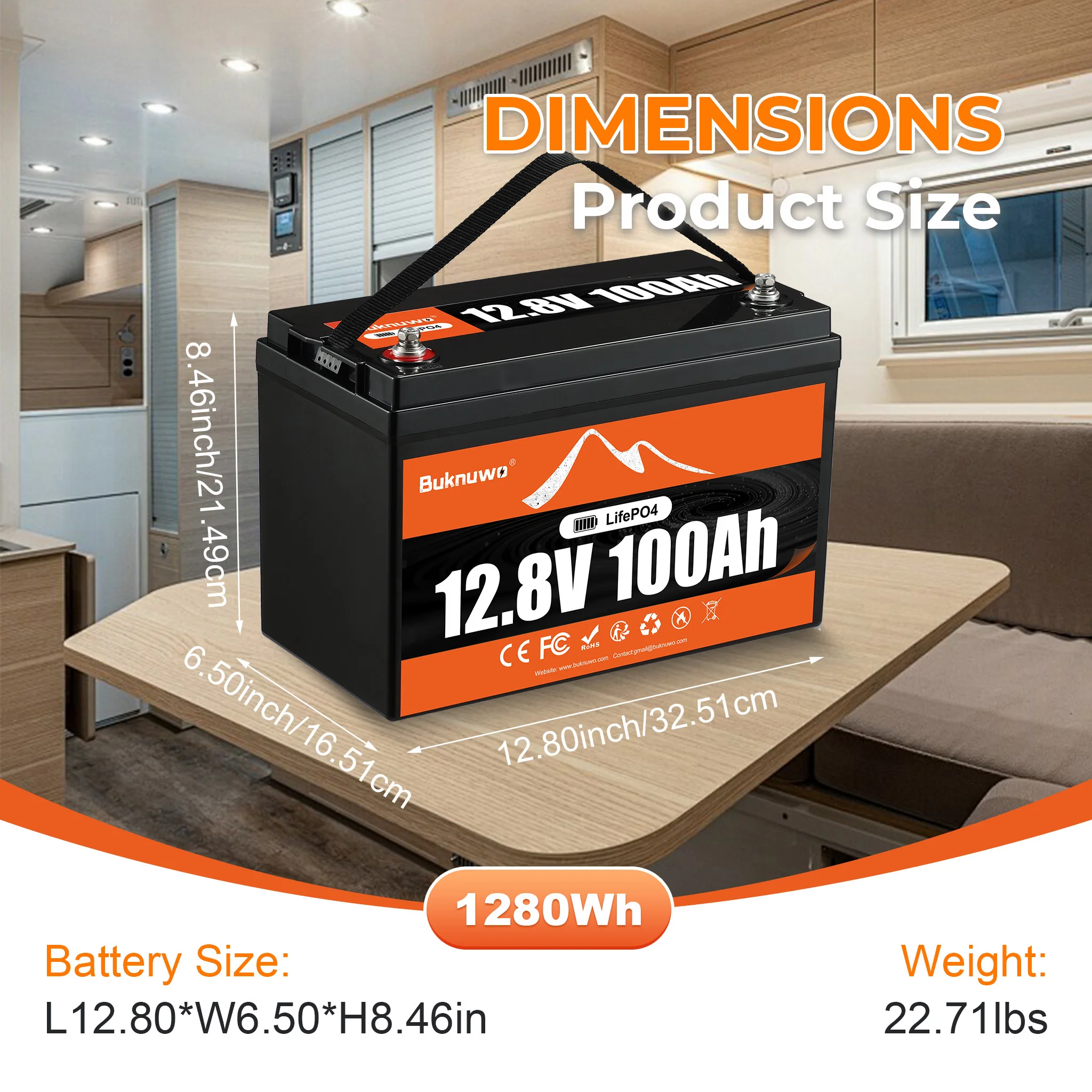 Outdoor Power Group - بطارية بوكنوو 12 فولت/12.8 فولت 100