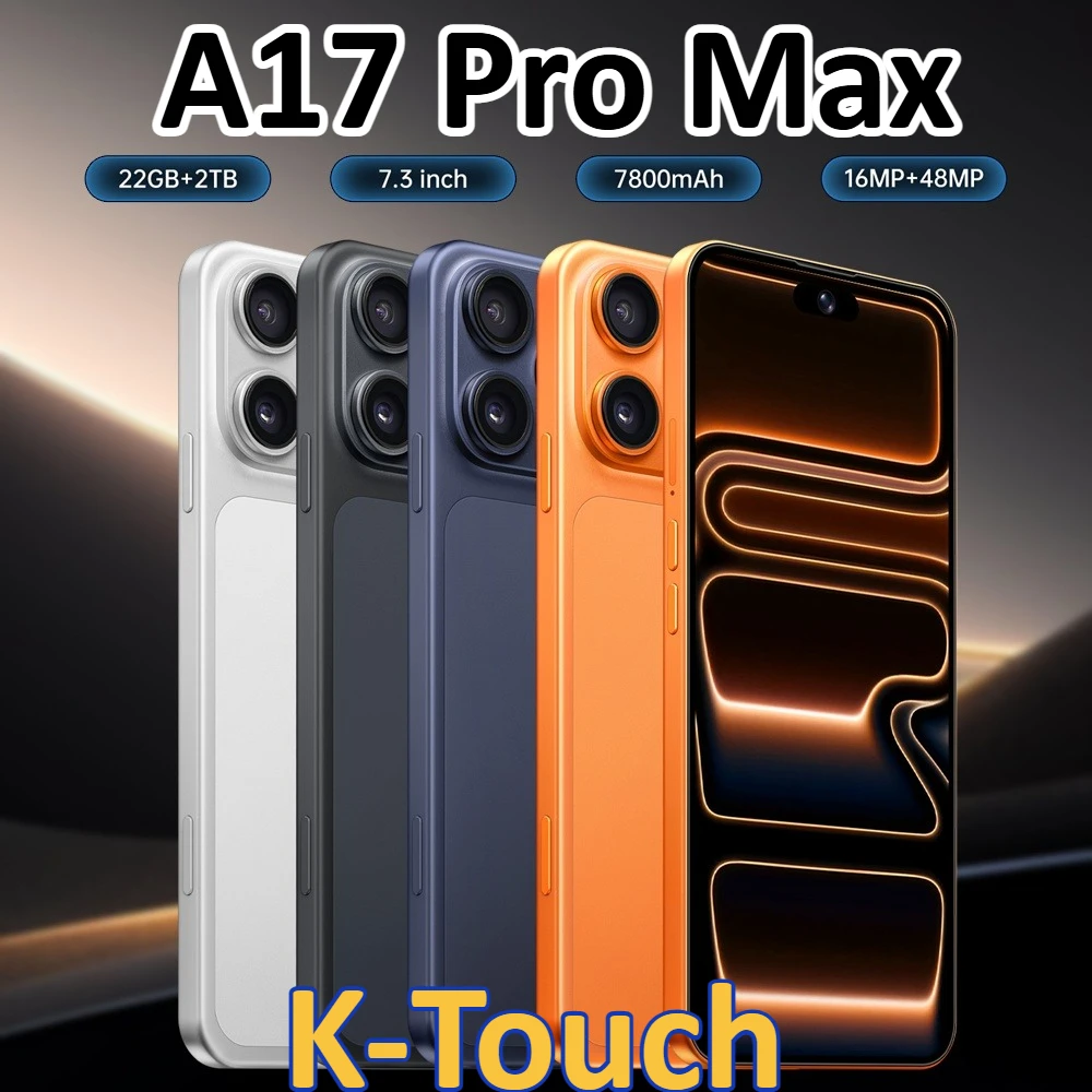 K-Touch A17 Pro Max Mobiltelefone Smartphone Android 15 Handy 7,3 Zoll 22G+2TB 16+48MP Kamera 5G Dual-SIM 7800mAh Fingerabdruck-Entsperrung Globale Version Handys