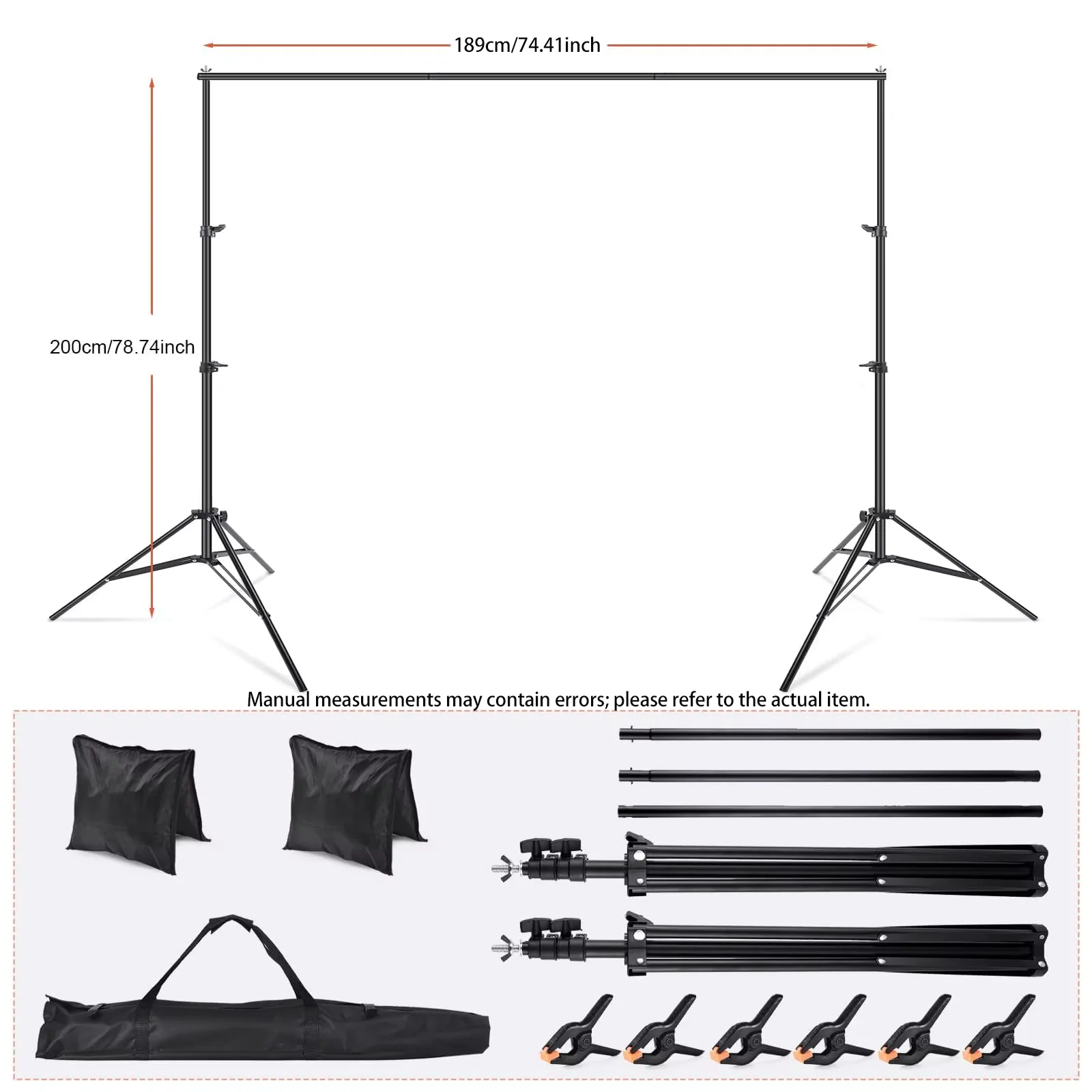 Ausziehbares Fotografie-Hintergrundsystem mit Clips, Sandsäcken und Aufbewahrungstasche, Einfach zu Installieren & Stabiles Stativ – Detail 4