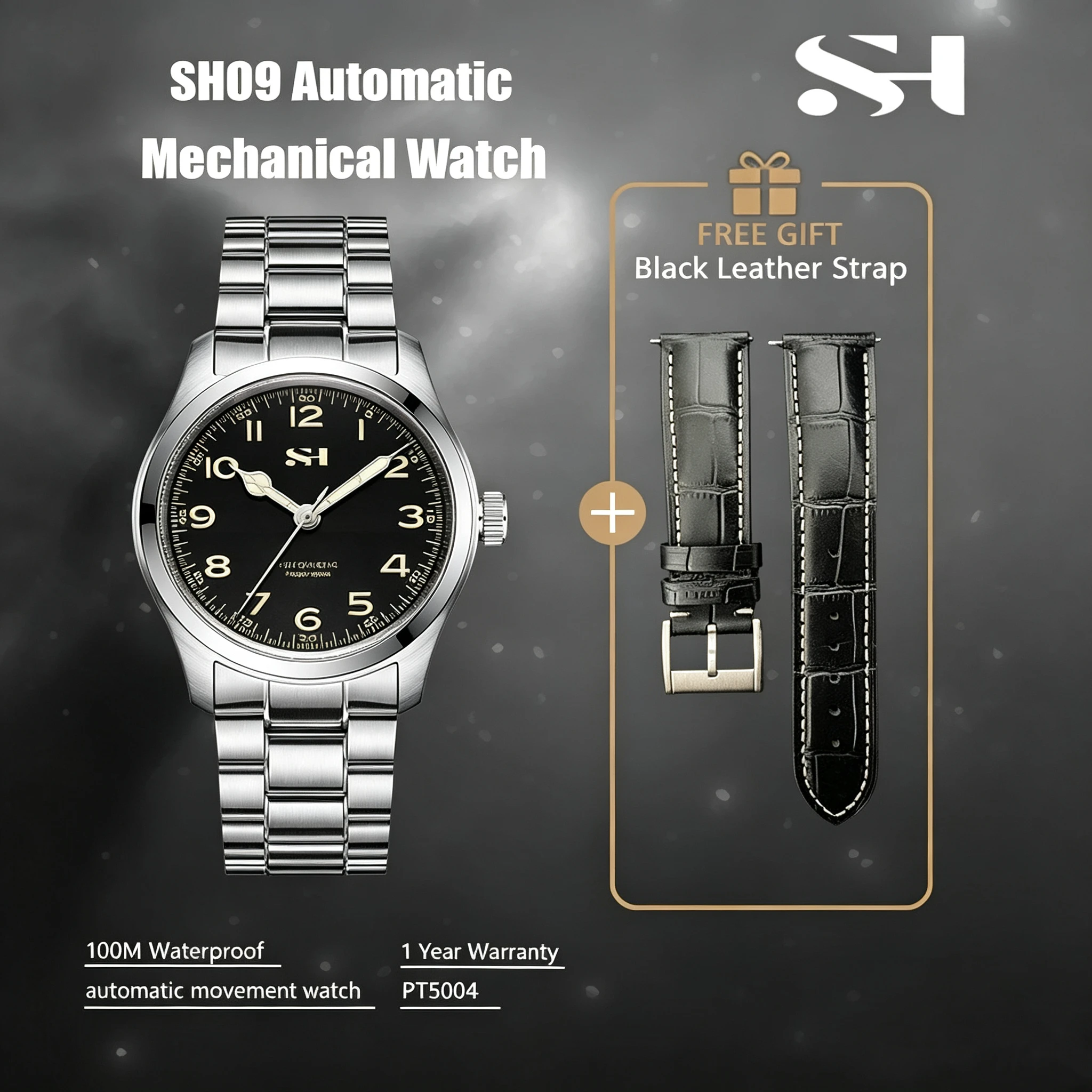 SH09 Automatic Movement men's Dive Watch PT5004 38mm 100M Water Resistant Sapphire Crystal 316L Stainless Steel Luxury Style