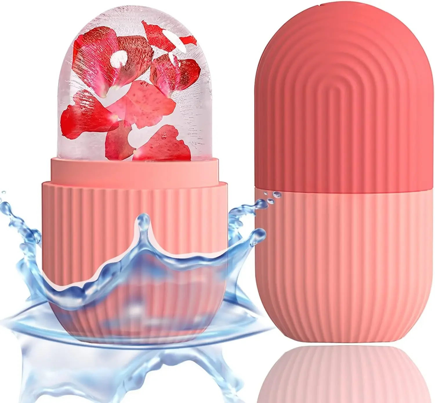 Rouleau à glace en silicone pour le contour du visage, rétrécit les pores, élimine les cernes, massage de la peau, outil de soin pour les yeux et le cou