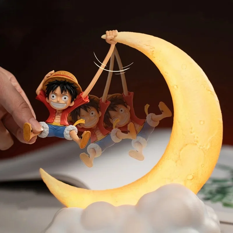 Ein Stück ruffy Nachtlicht Anime Peripherie Desktop-Dekoration Magnets teuerung Mond lampe Kinder lustige Weihnachts geschenke