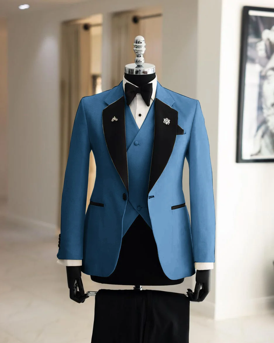 Smoking elegante de casamento masculino esbranquiado, terno do noivo, blazer personalizado, jaqueta, calça, colete, conjunto de 3 peças, 2024