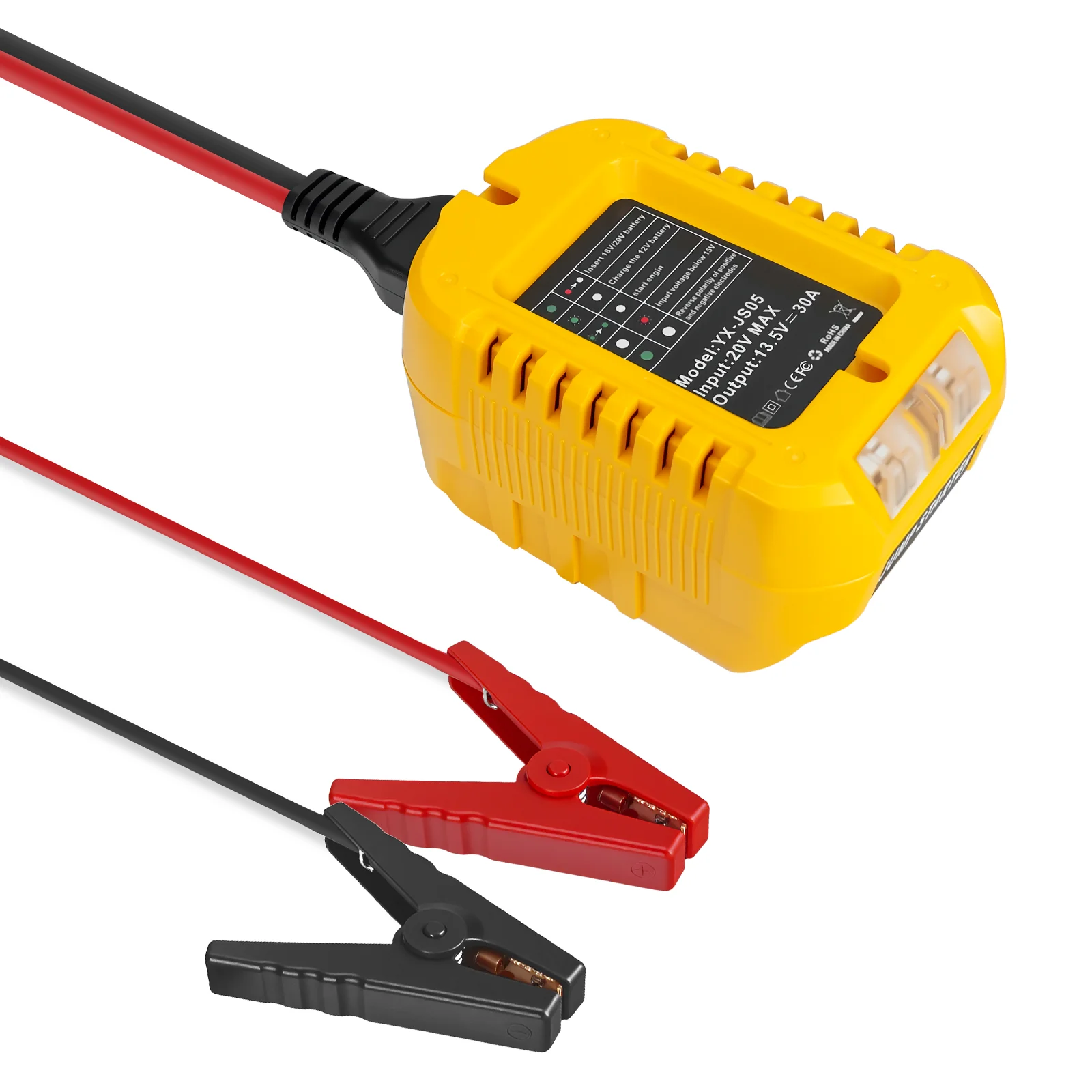

10AWG Jumper Cables with Clips Automotive Booster Cable for Jump Starting Car Using Tool Battery for Dewalt 20V Battery