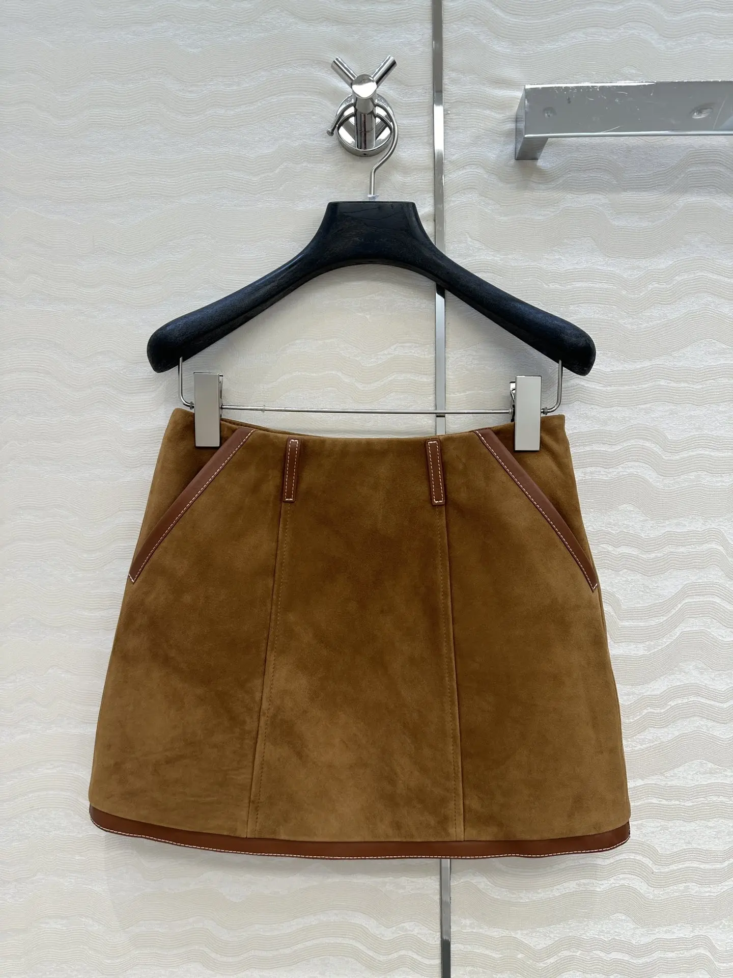 

High Quality Spring Summer Women's Casual Fashion Patchwork 100%Sheepskin Suede Vintage Sexy Short Skirt JQ036