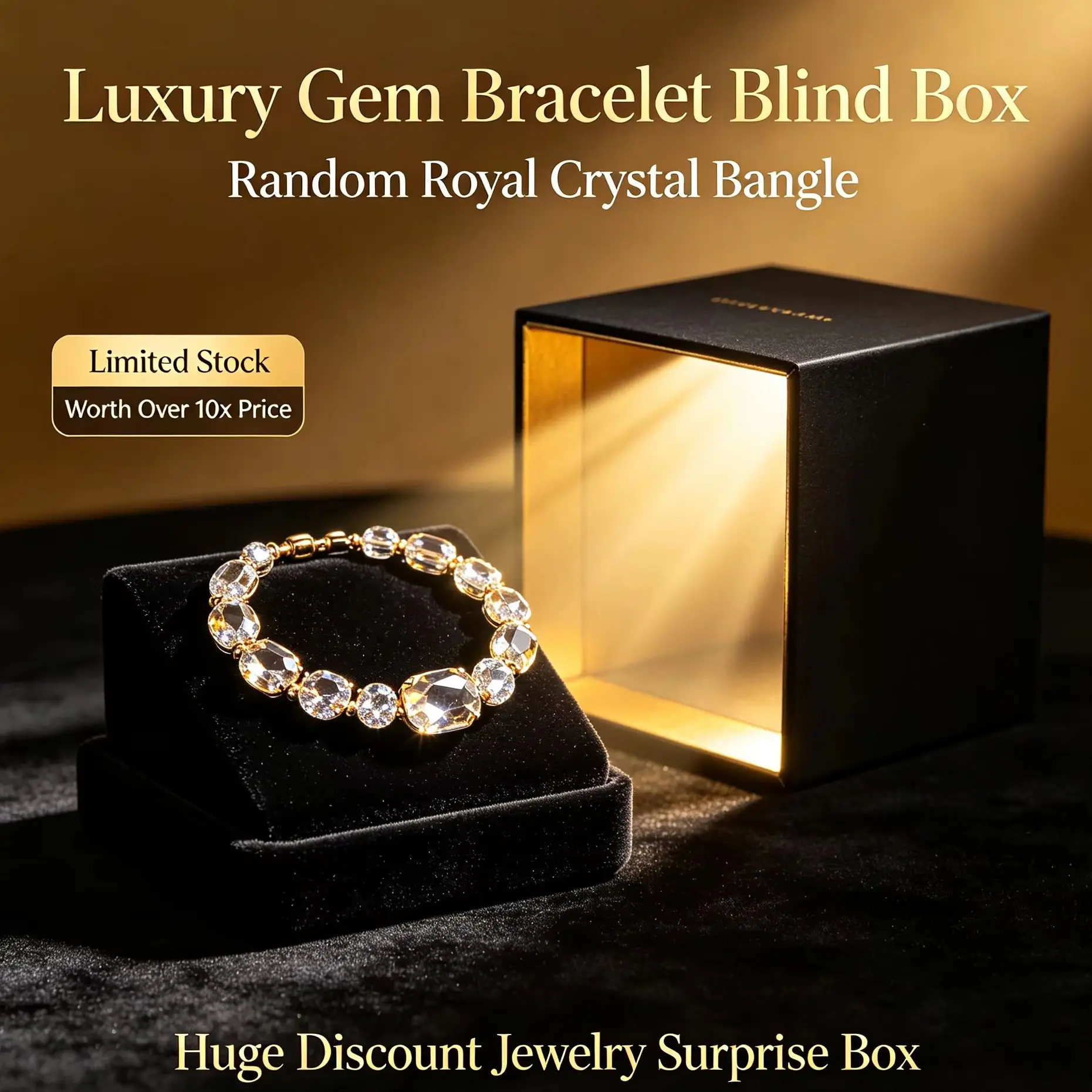 Limited Stock Luxury Gem Bracelet Blind Box Random Royal Crystal Bangle Huge Discount Jewelry Surprise Box Worth Over 10x Price