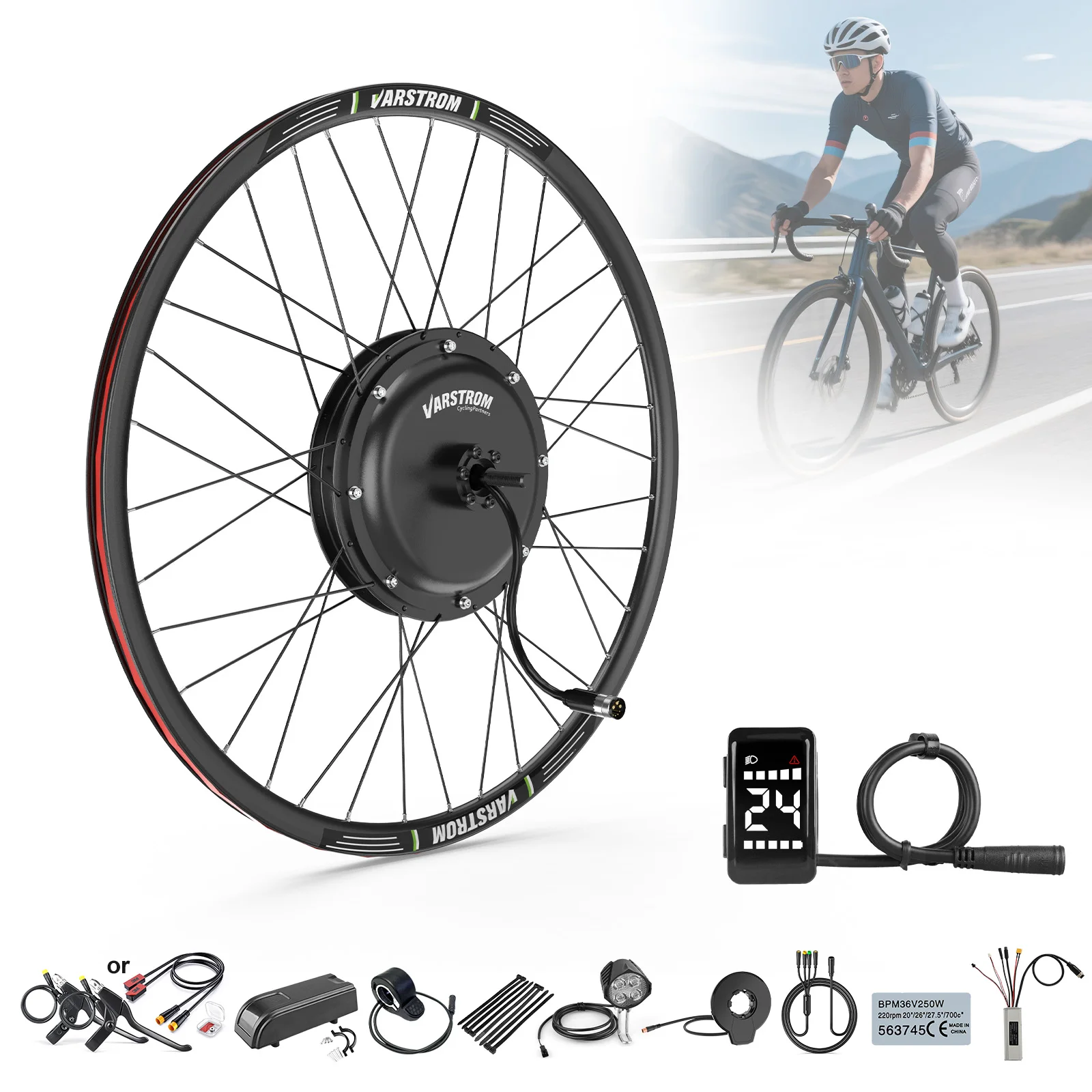[ Ships From Poland ] Varstrom 48V 1500W 1000W Powerful Rear Wheel Front Wheel 26'' 27.5'' 29'' Electric Bicycle Conversion Kit Ebike Hub Motor Kit