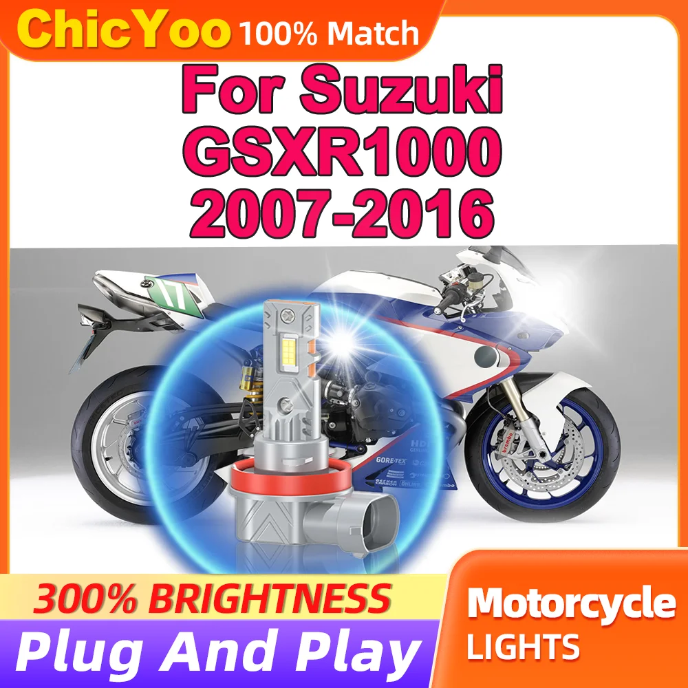 

1Pc H11 LED Moto 20000LM Headlight Plug And Play 6000K White Moto Front Lamp Bulb 12V For Suzuki GSXR1000 2007-2014 2015 2016