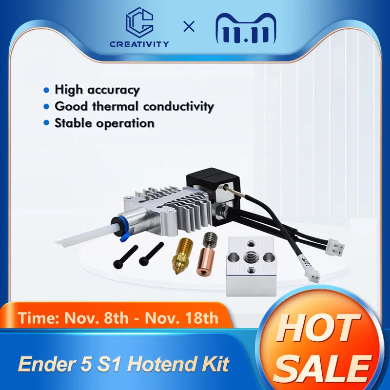 New Arrival Ender 5 S1 Extruder Hotend Kit Replacement High Temperature High Speed Complete Nozzle Hot End Kit 3d printer parts