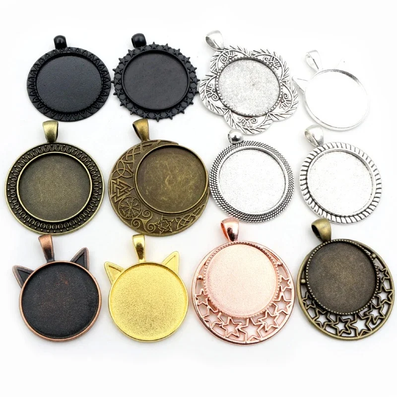 Nowa moda 5 sztuk 25mm wewnętrzna rozmiar antyczne srebro złoty czarno powlekaną przebite gwiazdy Cabochon baza ustawienie Charms wisiorek — zdjęcie 2