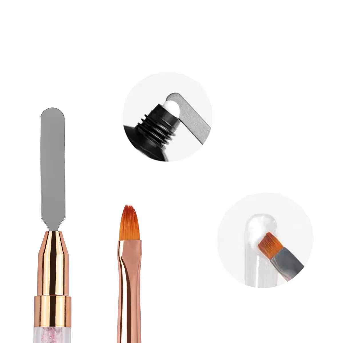 Dwustronny pędzelek do paznokci, pędzelek 2 w 1 do żelu UV, pędzelek do precyzyjnego malowania paznokci, narzędzie do usuwania martwego naskórka DIY do zdobienia paznokci