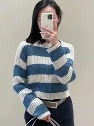 Casual striped sequined knitted sweater