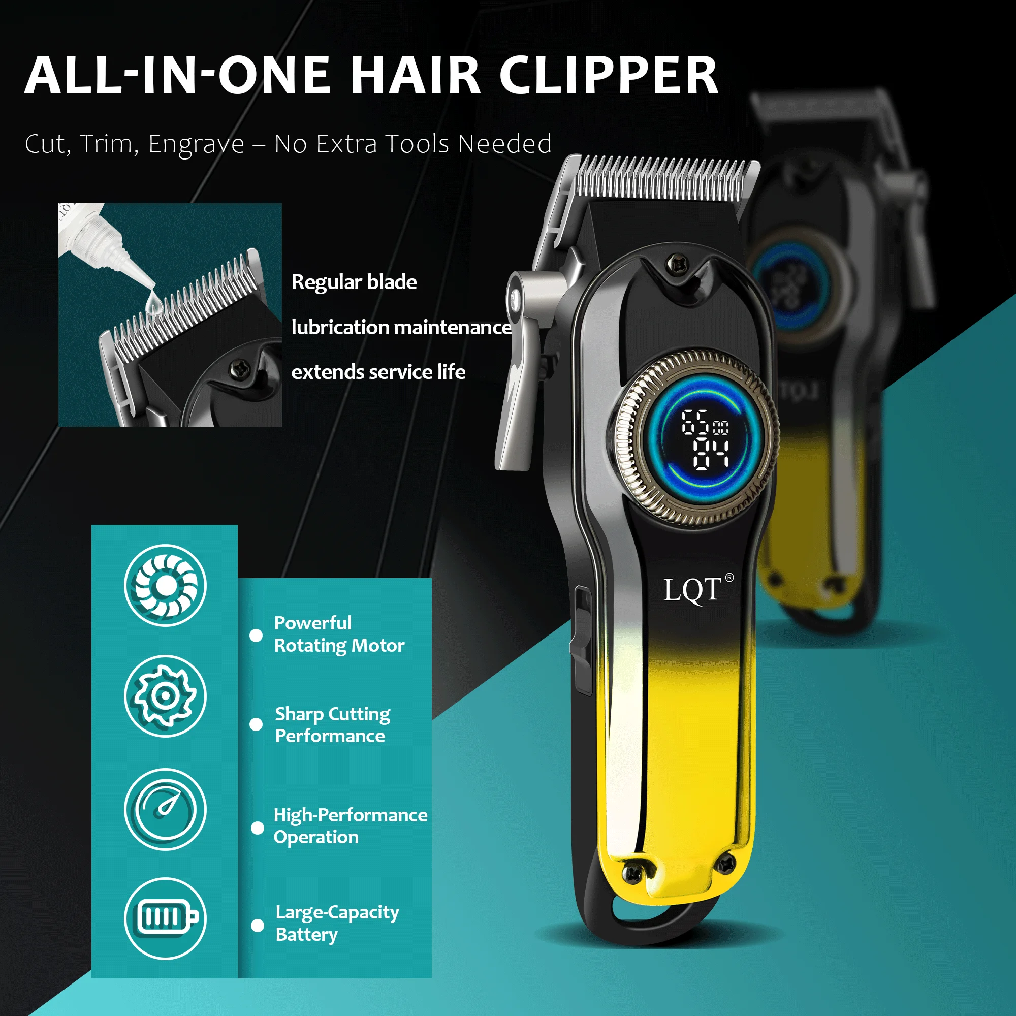 LQT Men's Cordless Electric Hair Clippers: Professional & Home Use — A Gift for Fathers, Husbands, and Boyfriends